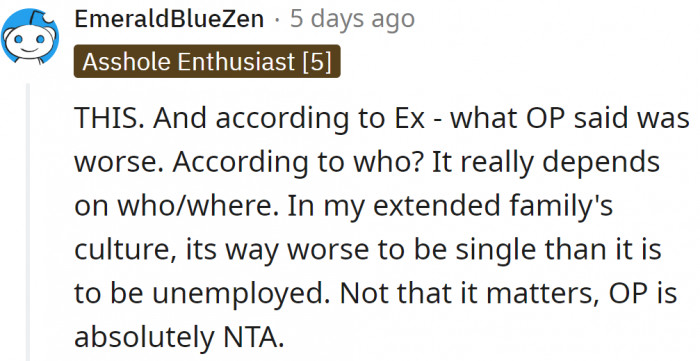 She can't claim that OP's insult was worse.