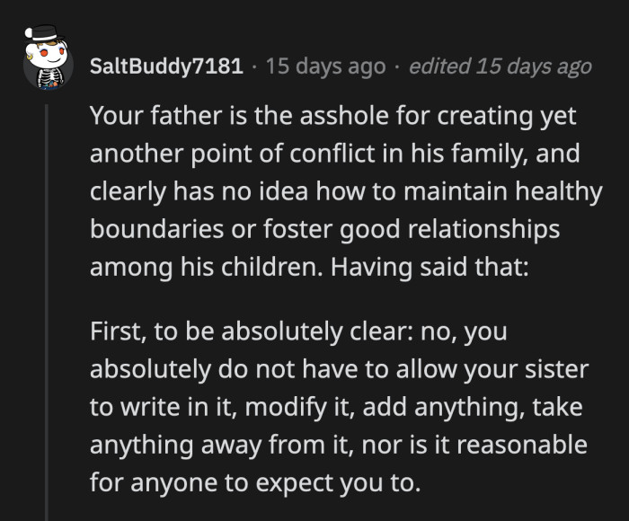This commenter got something right: OP's dad is the biggest a**hole here.