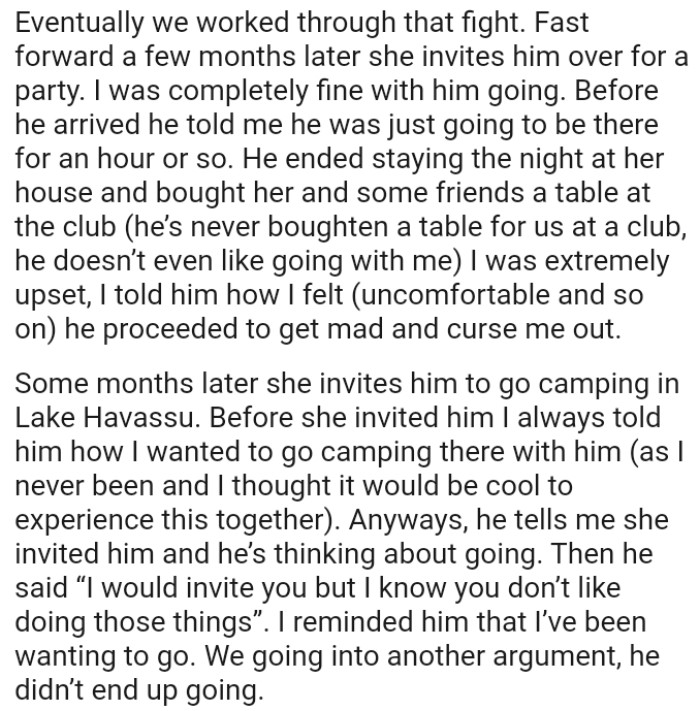 Before her boyfriend went there, he told the OP he would just be there for an hour or so.