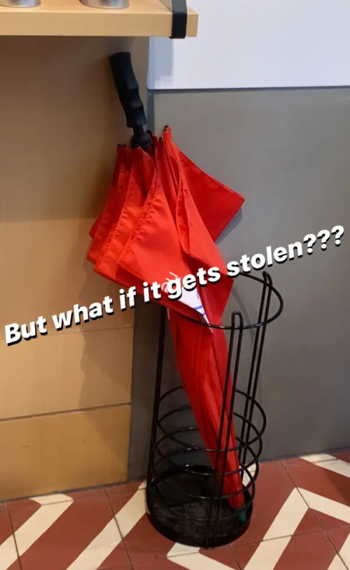15. They just leave their umbrellas by the door of a café or store when it rains.