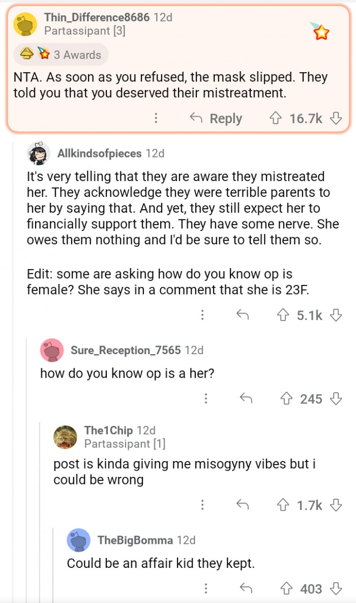 3. NTA. No one should validate their own mistreatments.