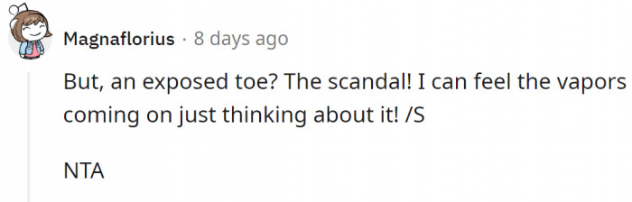 There is nothing inappropriate about her sandals.