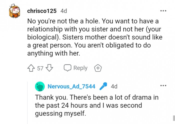 Sister's mother doesn't sound like a great person