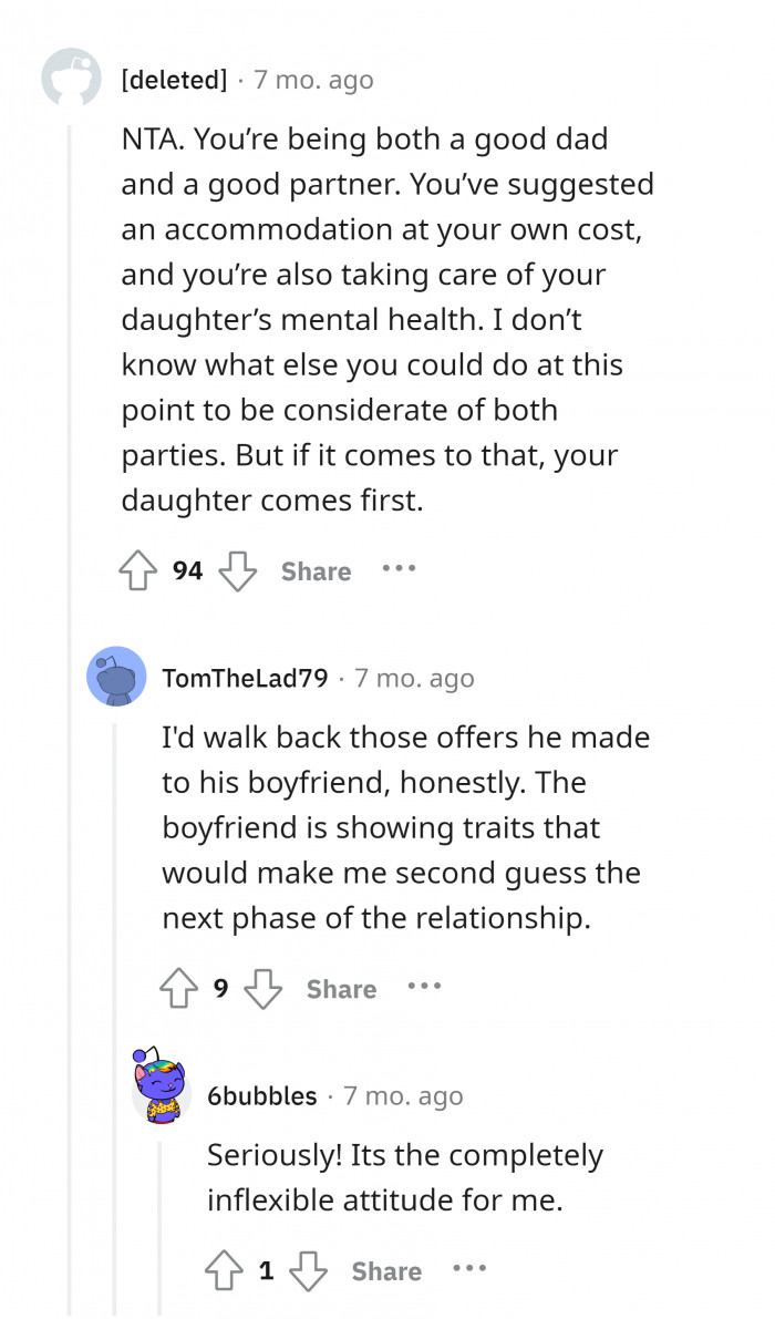 #19 The attitude your partner is showing you is a red flag. Forcing you to get rid of your daughter's cat.