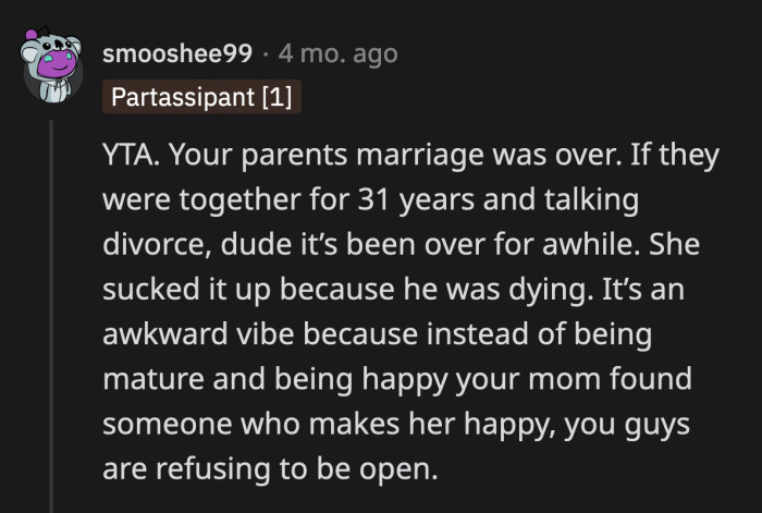 She may not love her mom's new boyfriend, but I assume she loves her mom. OP should at least try to be supportive of her mom's happiness.