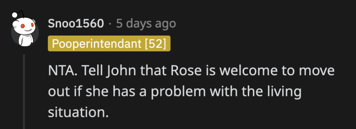 Her housemates complaining about OP's routine is one thing... Rose is not a housemate.