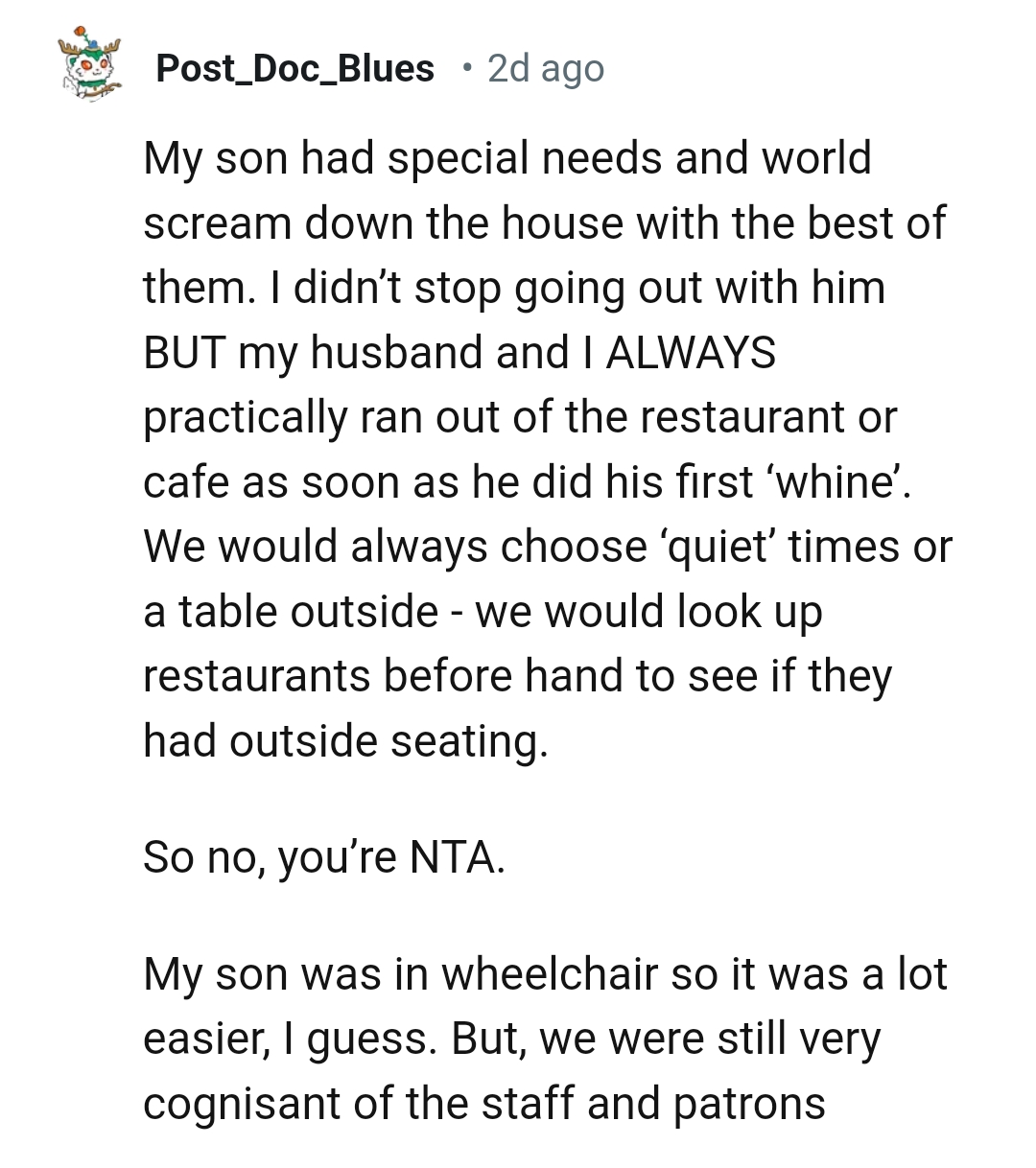From a Redditor whose son has special needs