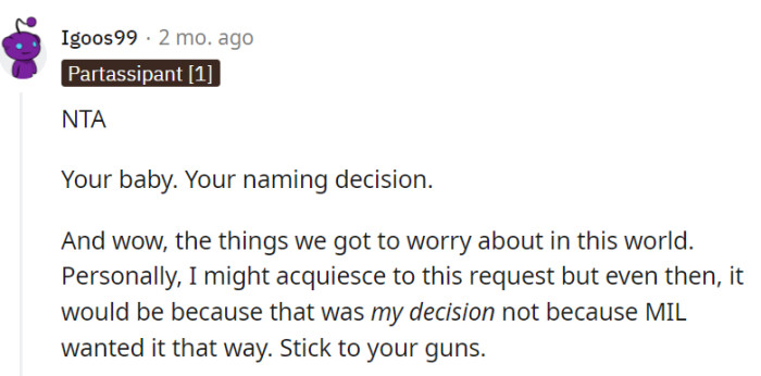 The baby's name is ultimately OP's decision, and she should stick to her guns and not compromise just to appease her MIL's request!