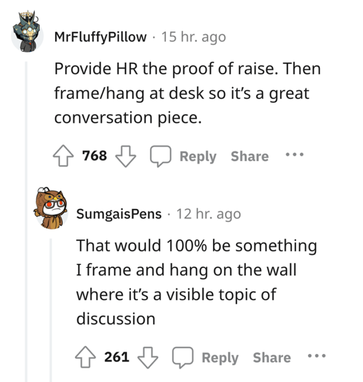 It's time the OP bring shame to the HR by hanging this very fine work they did to their employee!