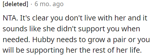 OP's husband needs to step up, or they will end up supporting her indefinitely.