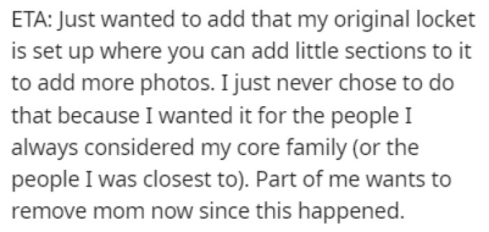 OP Is Even Considering Removing Their Mom's Photo from the Locket