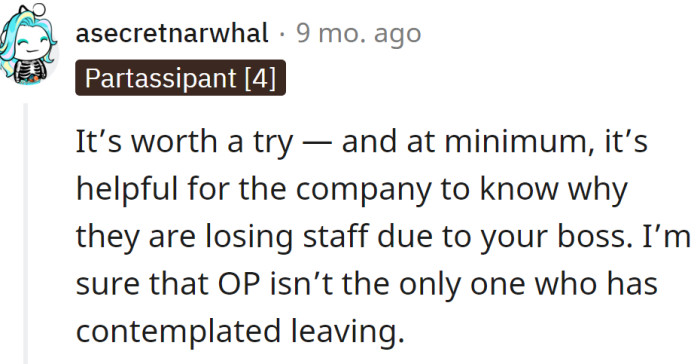 The OP should at least try, no matter the outcomes