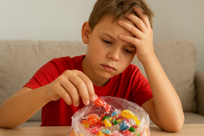 When asked, he admitted that yes, he had eaten nearly the entire bag himself.