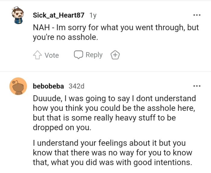 That is some really heavy stuff to be dropped on the OP