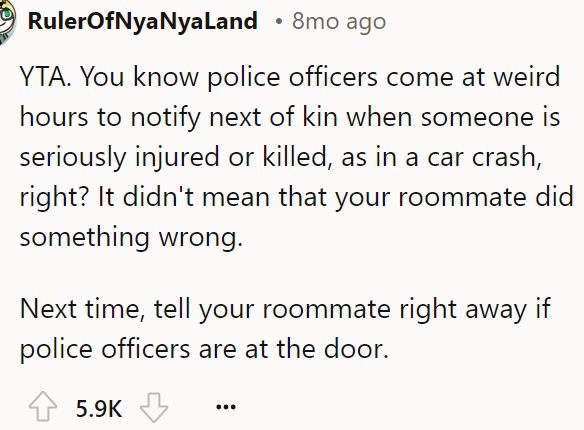A Redditor believed that the OP's reaction was wrong and explained their perspective