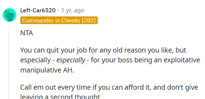 Quitting a job is like ending a bad relationship, and confronting exploitative bosses is a fitting farewell as she looks for better prospects.