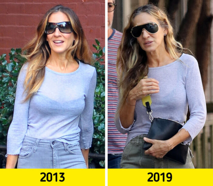 9. Being a recognized fashionista doesn’t mean Sarah Jessica Parker can’t wear the same outfits over the years.