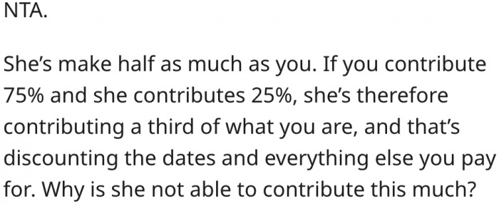 2. It makes no sense that she can't contribute more.
