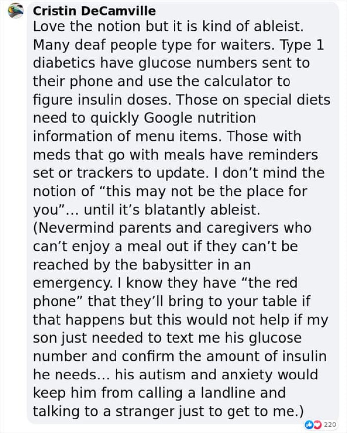 Some people have reservations, however...