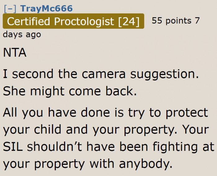 There's nothing wrong with protecting your own children and property.