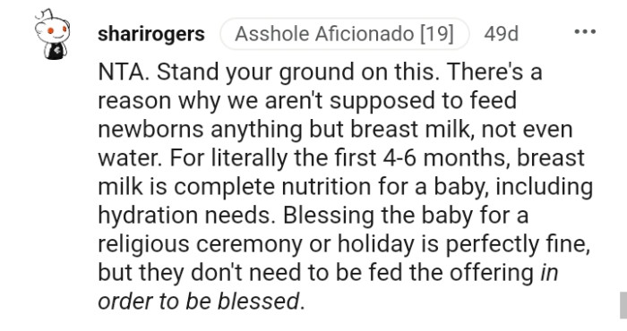 Blessing the baby for a religious holiday is fine