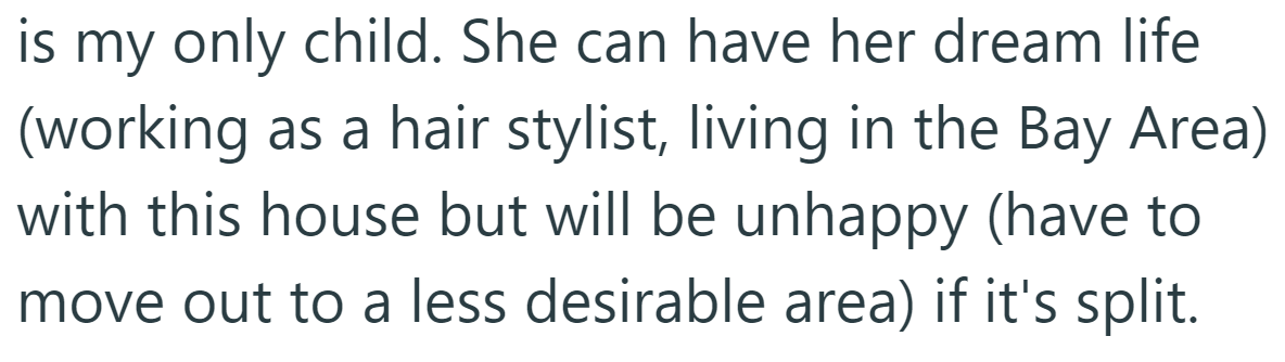 The OP said it would compromise her daughter's future: