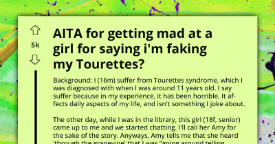 AITA For Confronting A Classmate Who Claimed I'm Faking Tourette's Syndrome