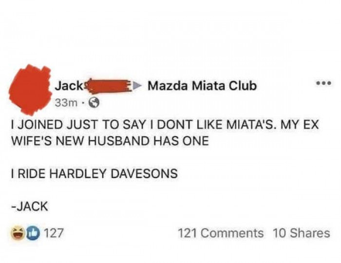 44. Jack hates the Mazda Miata