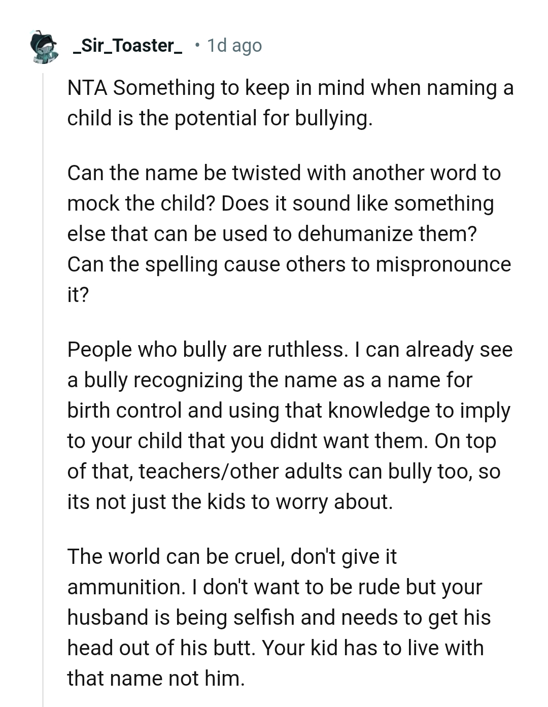 This Redditor Can Already See a Bully Recognizing the Name as That of a Birth Control
