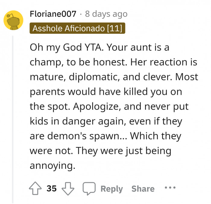The aunt is the champ here.