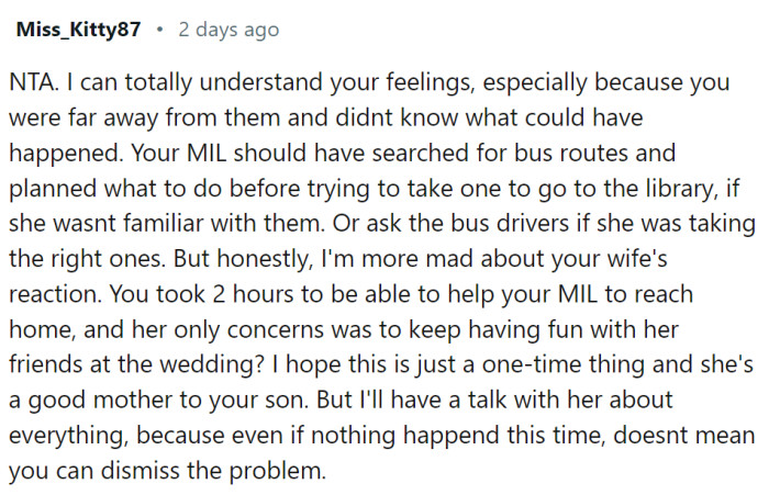 The mother-in-law had so many choices, and she could've handled the whole situation much differently.