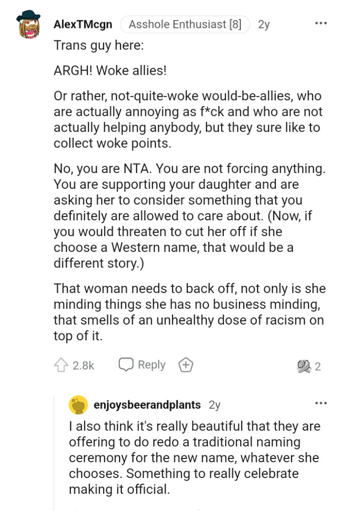 The OP Is Not Forcing Anything but Supporting Her Daughter