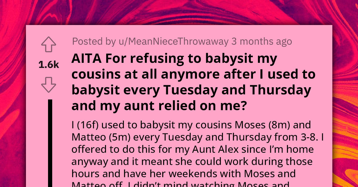 Teen Furious At Entitled Aunt For Lying To Nephews About Why She Couldn't Babysit Them Anymore