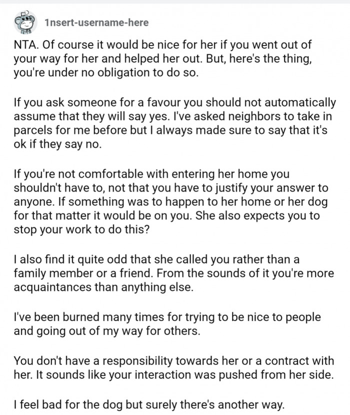 OP is under zero obligation