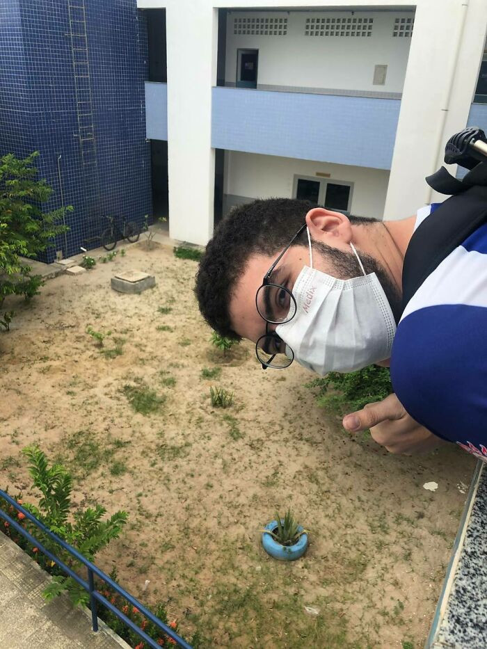 "It Looks Like A Mockup Or A Giant, But It's Just Me On The Second Floor Of The College"