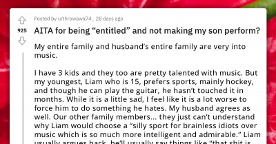 Hockey-Playing Teen Gets Bullied By His Extended Family Into Playing Guitar During Christmas Party, His Parents Stand To Defend Him And Cause Chaos