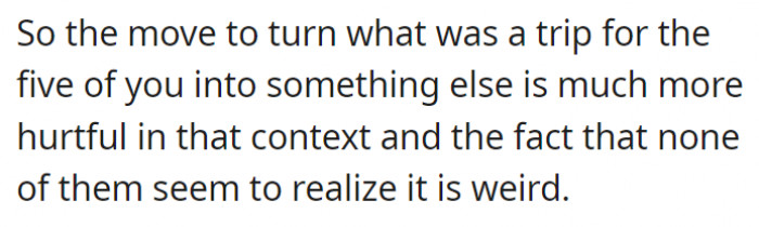 The fact that none of them seem to realize why OP's acting that way is strange