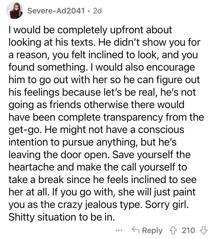 The boyfriend's intentions might not be bad, but he's 'leaving the door open.'