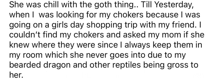 Recently, the OP was looking for her chokers and couldn't find them anywhere.