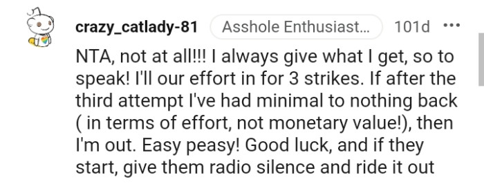 This Redditor is the type to always give what they get, so to speak