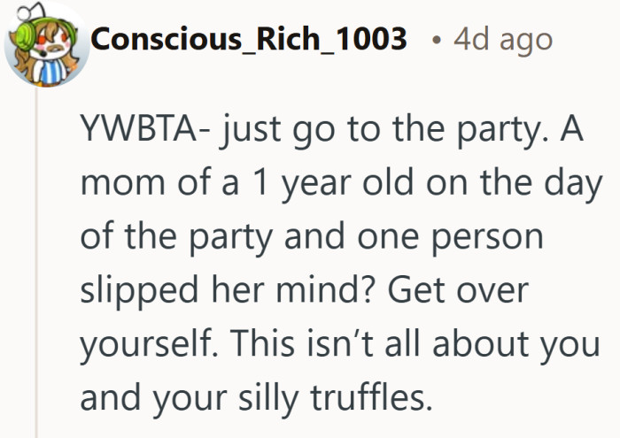 In the rush of a first birthday, one forgotten message can feel small to everyone else.