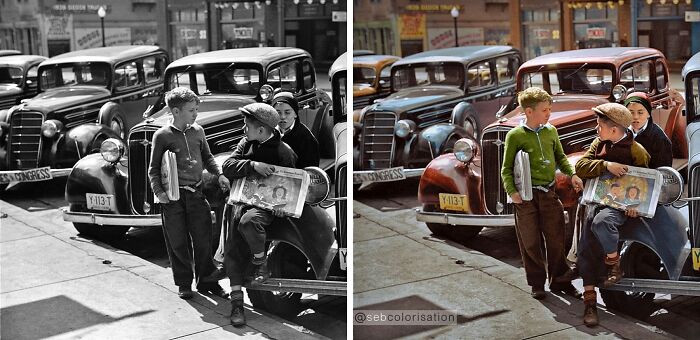 Newsboys in Jackson, Ohio. Photographed by Theodor Jung on April 12th, 1936.