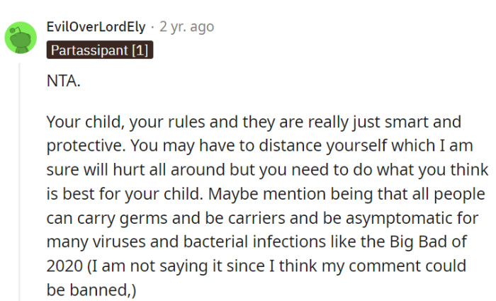 Baby's health comes first.