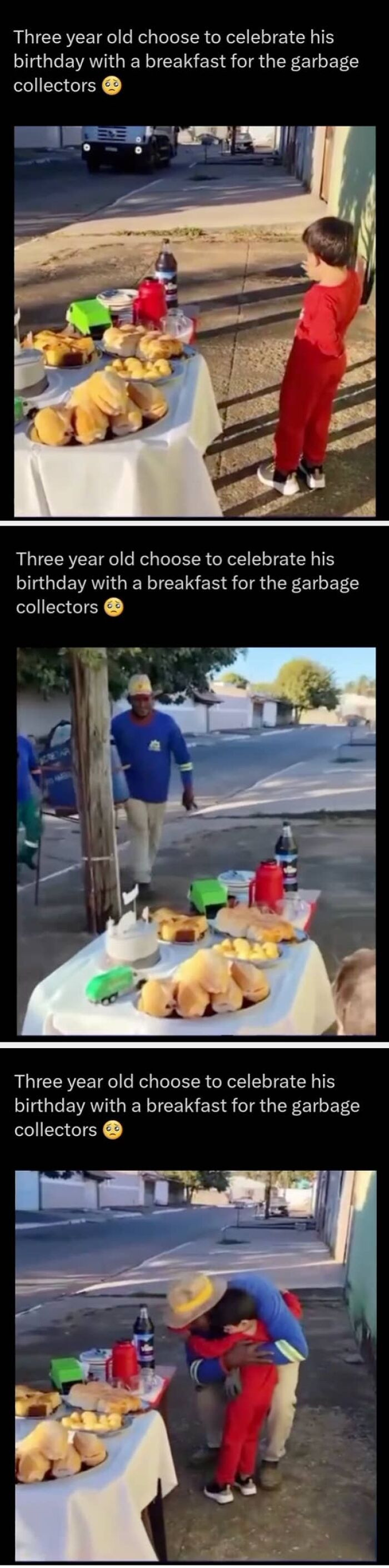"This Three-Year-Old Wanted To Celebrate His Birthday By Having Breakfast With The Garbage Collectors, And I Genuinely Don’t Think Hearts Get Softer Than This"