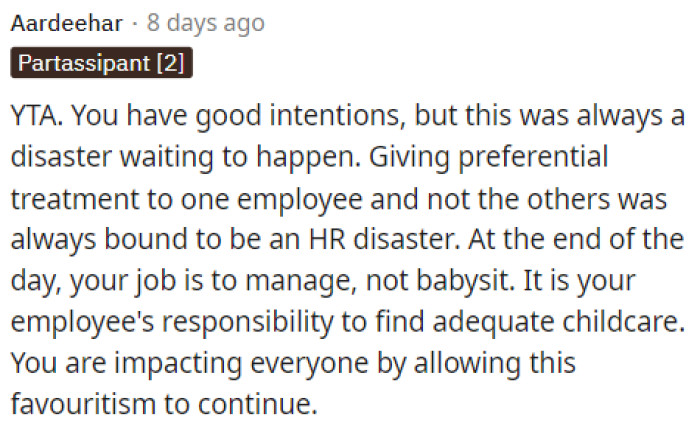 People did end up saying that she was TA but that she probably had good intentions and didn't understand the bad part about it.