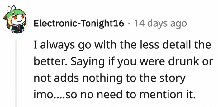 If it's not relevant to the story, then there's no need to mention it.