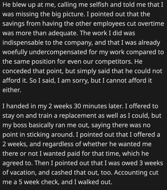 OP resigned when they didn't see eye to eye