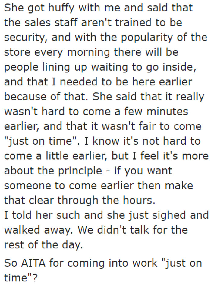 The OP can't even do a simple favor and is burdening the sales staff.