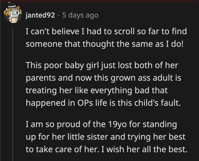 The child is not at fault for her parents' hurtful choices.