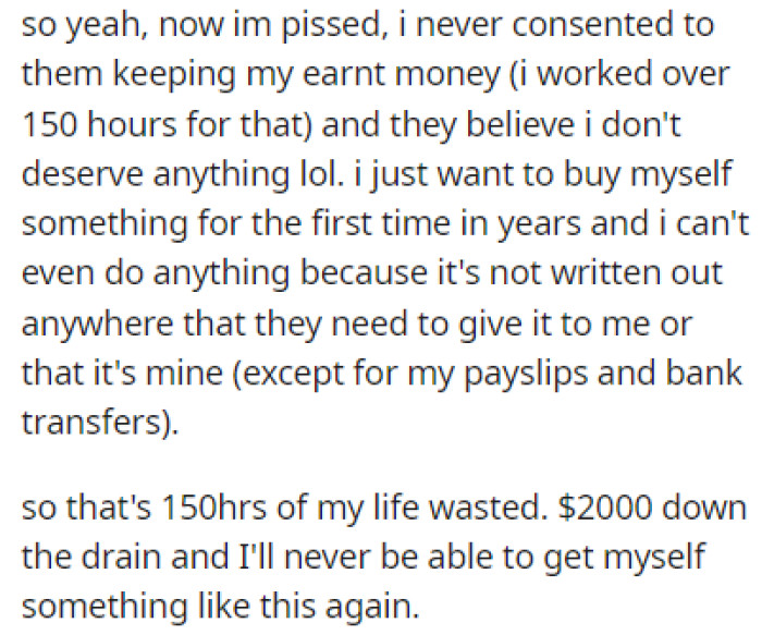 OP is furious, and rightly so